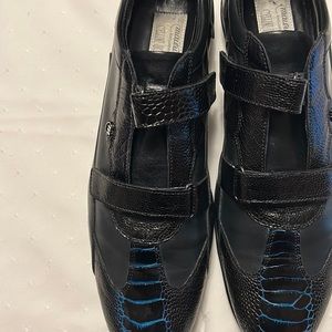 Mauri blue lizard alligator slip on driver shoes